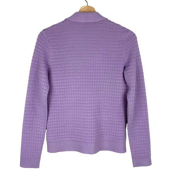 Talbots Pure Merino Wool Textured Cardigan Sweater Lavender Women's Small Petite - Picture 2 of 4